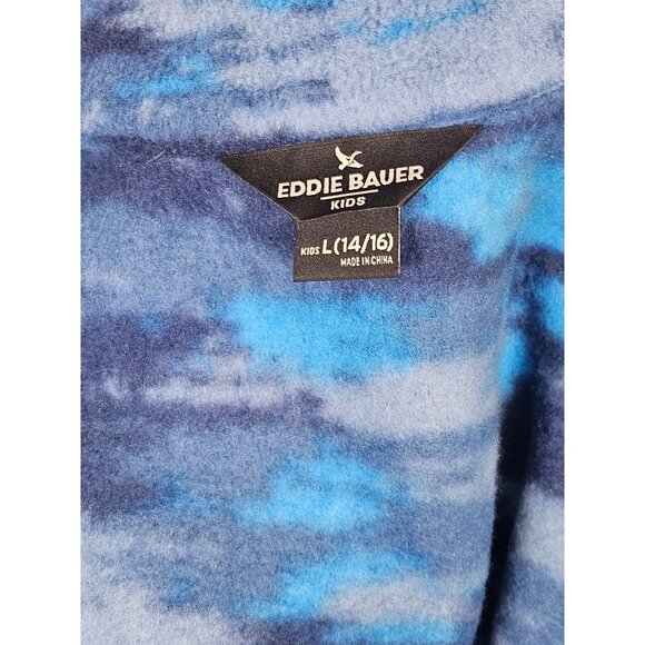 Eddie Bauer Kids Waterproof Jacket L 14/16 Blue & Navy Full Zip Hood - Picture 6 of 8